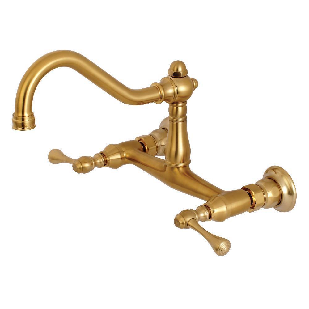 Kingston Brass Vintage Wall-Mount Bathroom Faucet Satin Brass