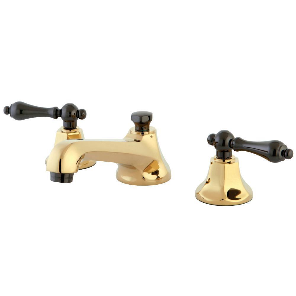 Kingston Brass Water Onyx Widespread Bathroom Faucet Polished Brass/Black Stainless Steel