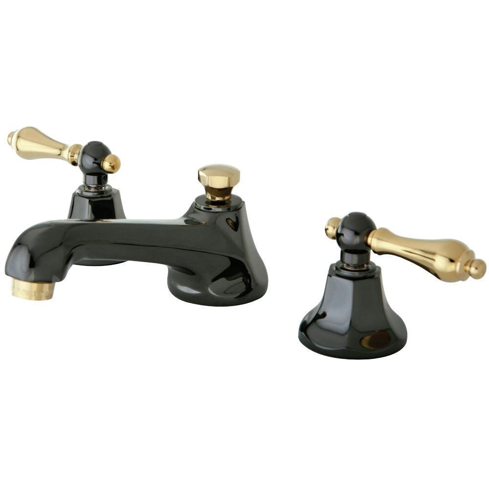 Kingston Brass Water Onyx Widespread Bathroom Faucet Black Stainless Steel/Polished Brass
