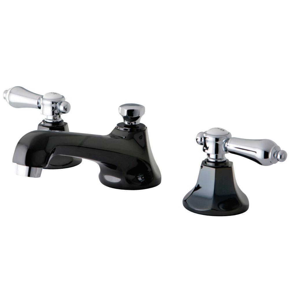 Kingston Brass Water Onyx Widespread Bathroom Faucet Black Stainless Steel/Polished Chrome