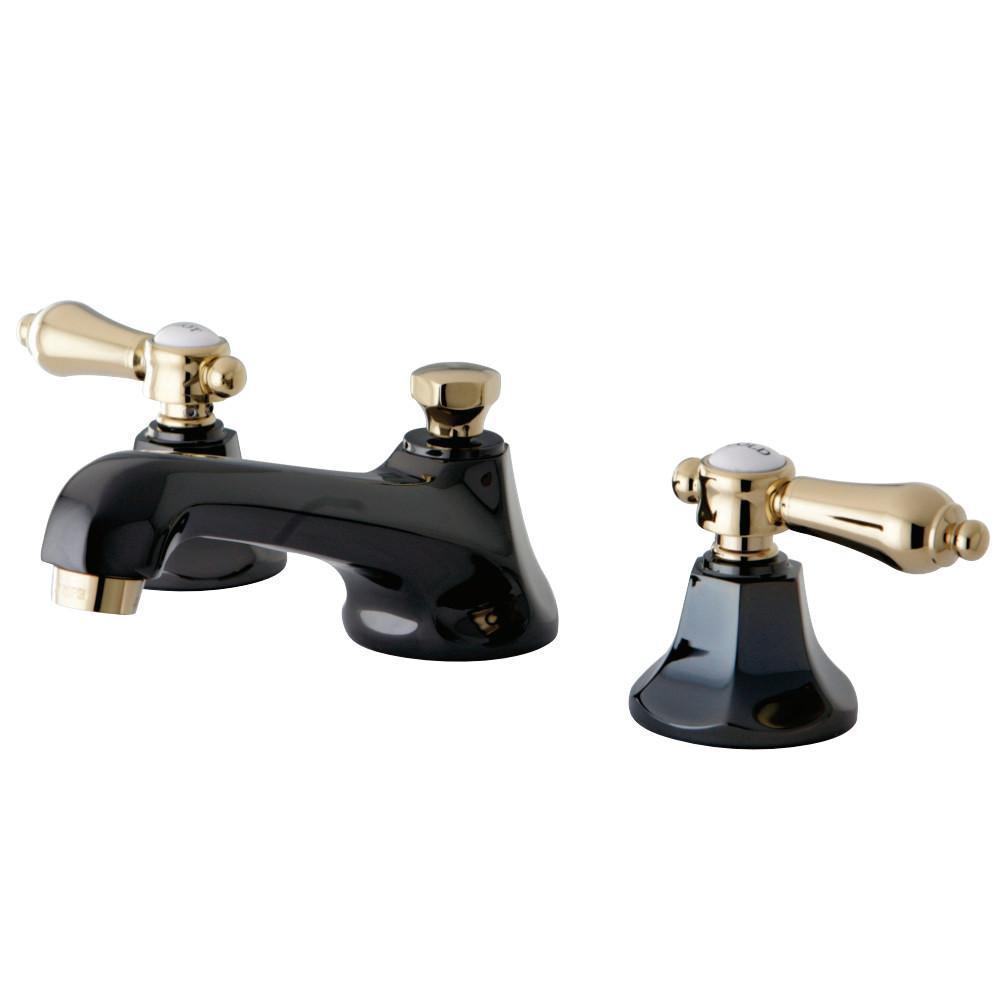 Kingston Brass Water Onyx Widespread Bathroom Faucet Black Stainless Steel/Polished Brass
