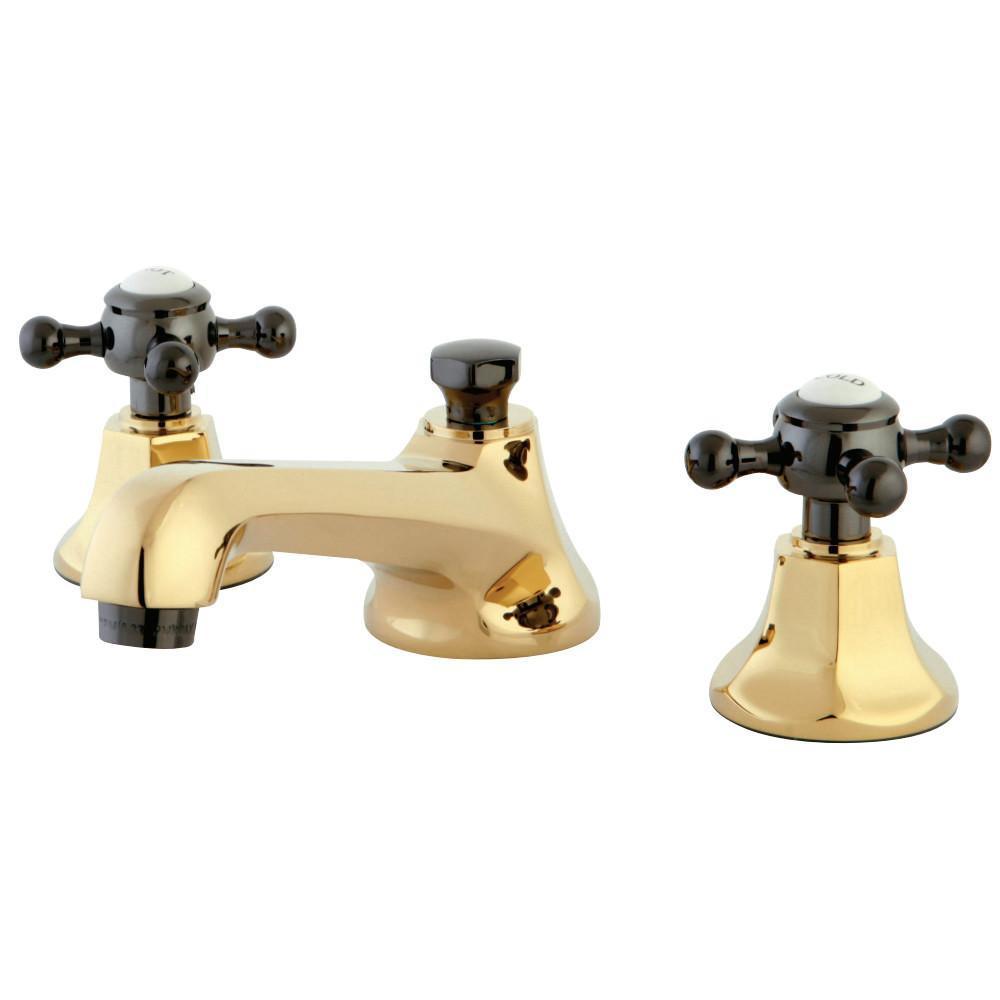 Kingston Brass Water Onyx Widespread Bathroom Faucet Polished Brass/Black Stainless Steel