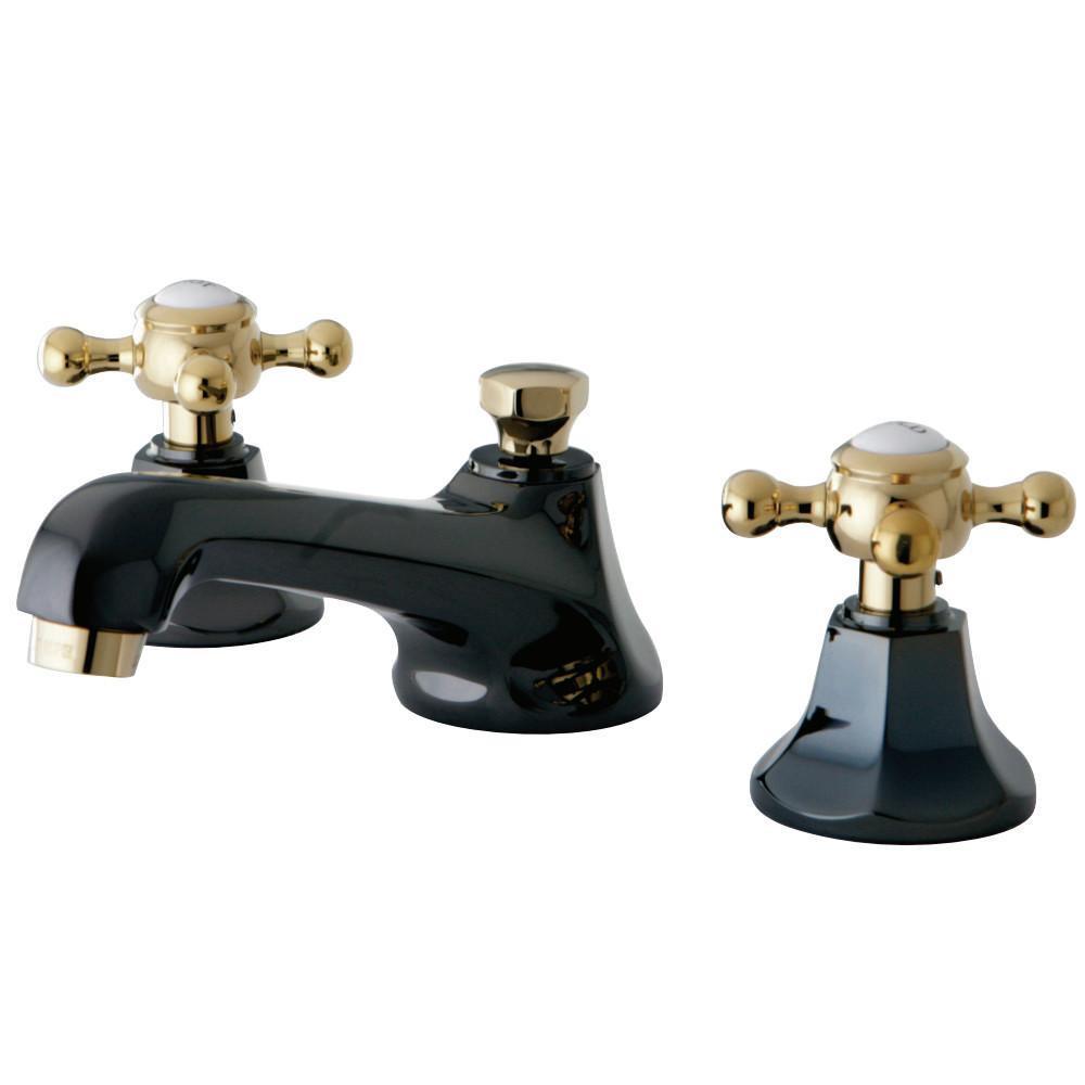 Kingston Brass Water Onyx Widespread Bathroom Faucet Black Stainless Steel/Polished Brass