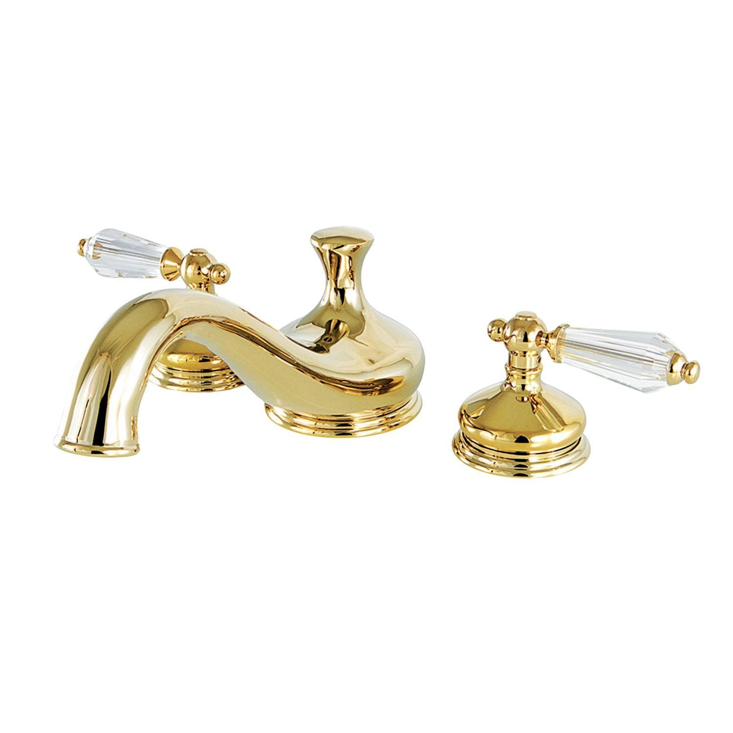Kingston Brass KS3332WLL Roman Tub Filler with Crystal Lever Handle, Polished Brass