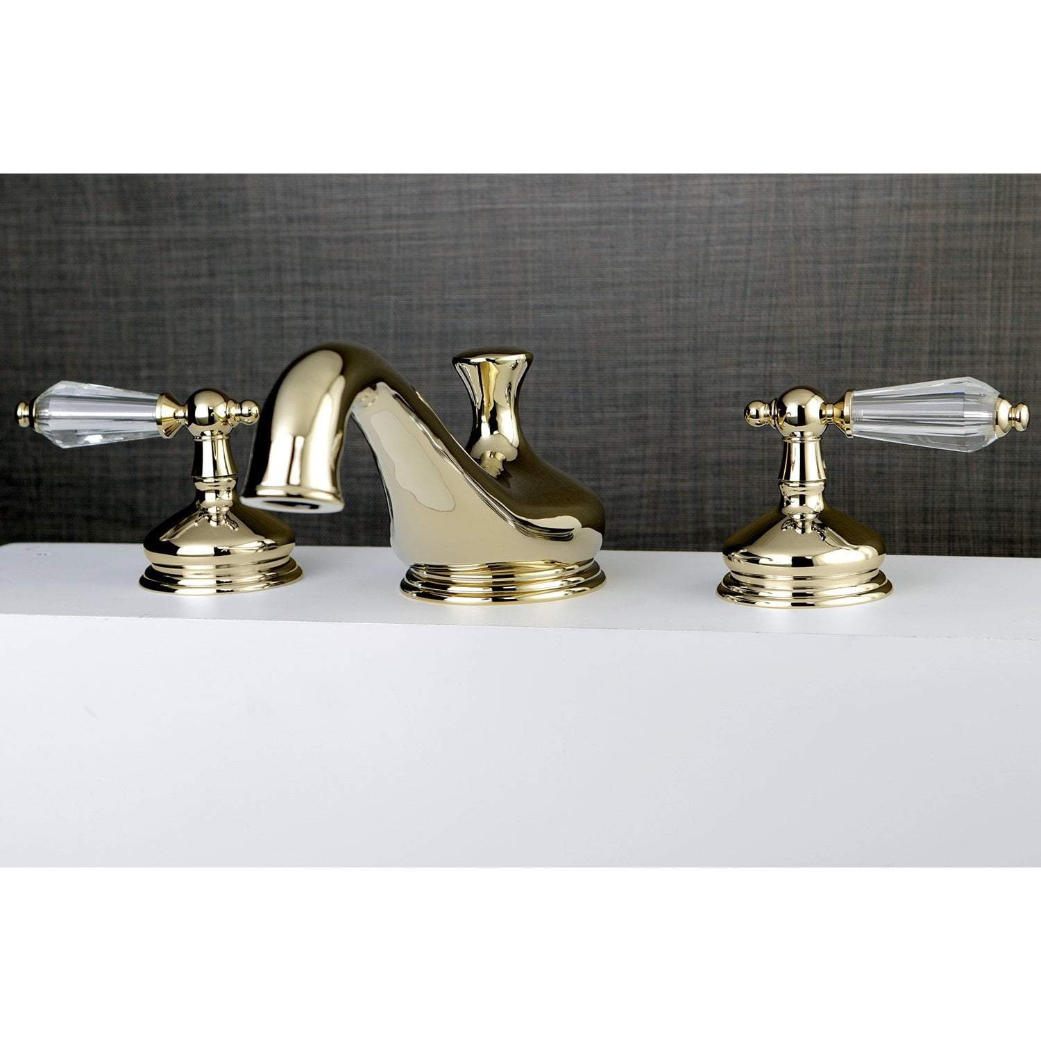 Kingston Brass KS3332WLL Roman Tub Filler with Crystal Lever Handle, Polished Brass
