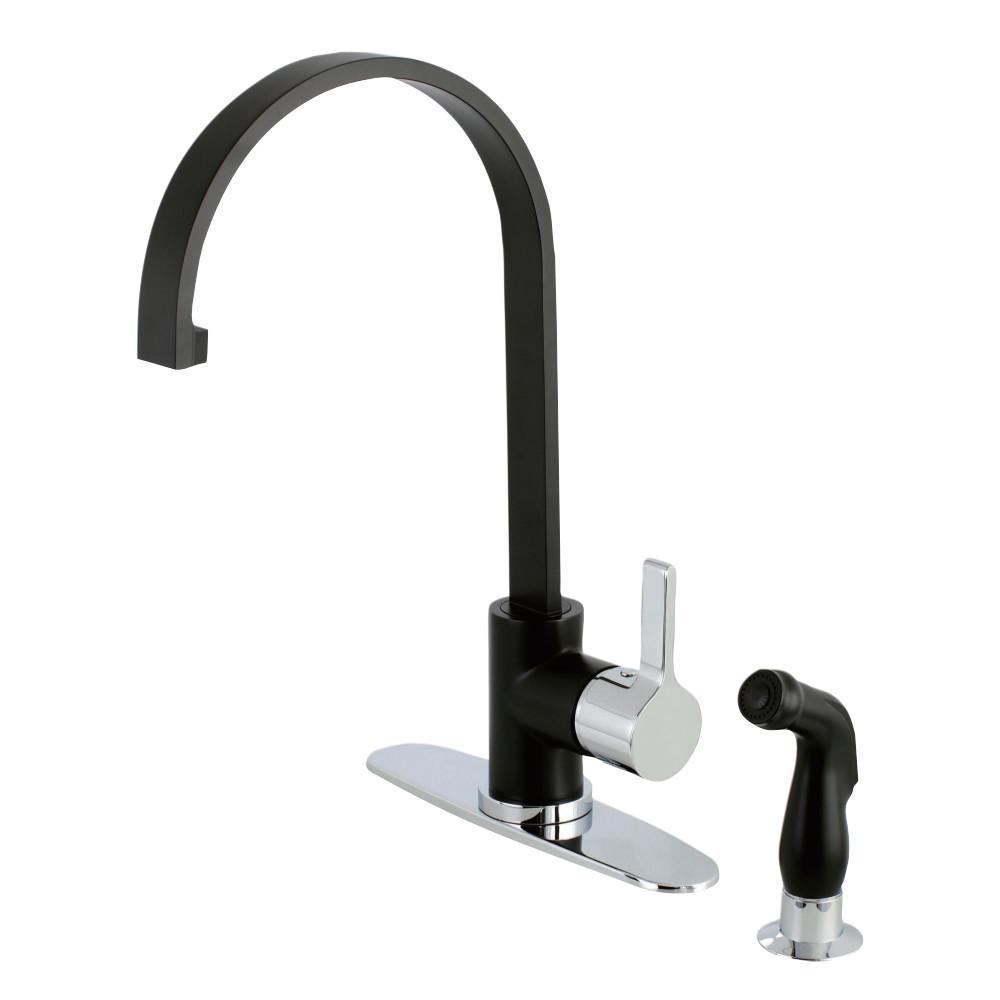 Gourmetier Continental One Handle Kitchen Faucet Matte Black/Polished Chrome