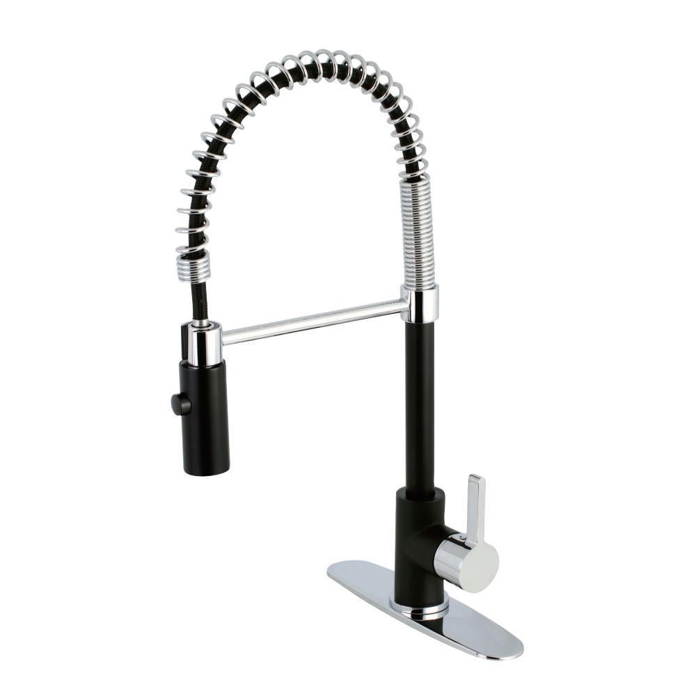Gourmetier Continental Pre-Rinse Kitchen Faucet Matte Black/Polished Chrome