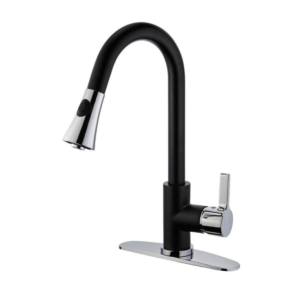 Gourmetier Continental Pull-Down Kitchen Faucet Matte Black/Polished Chrome