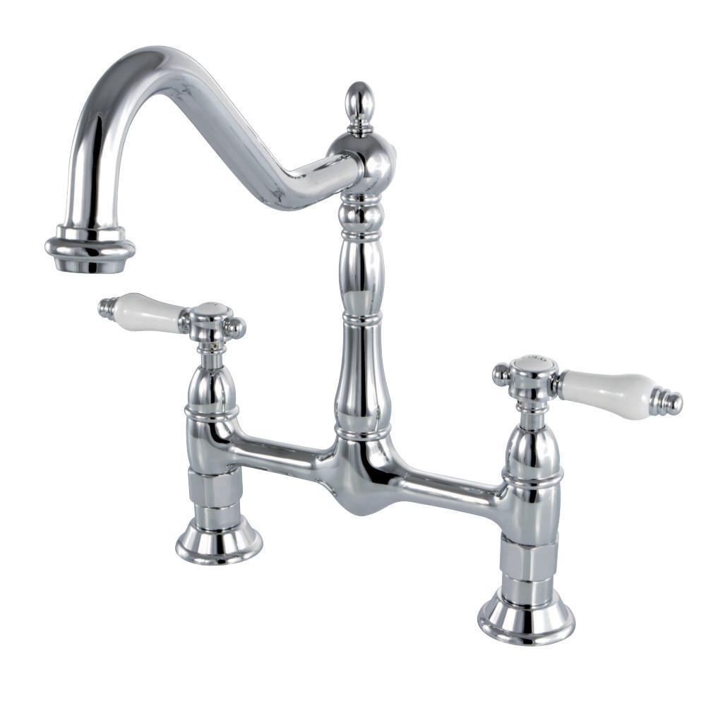 Kingston Brass Bel-Air Bridge Kitchen Faucet Polished Chrome