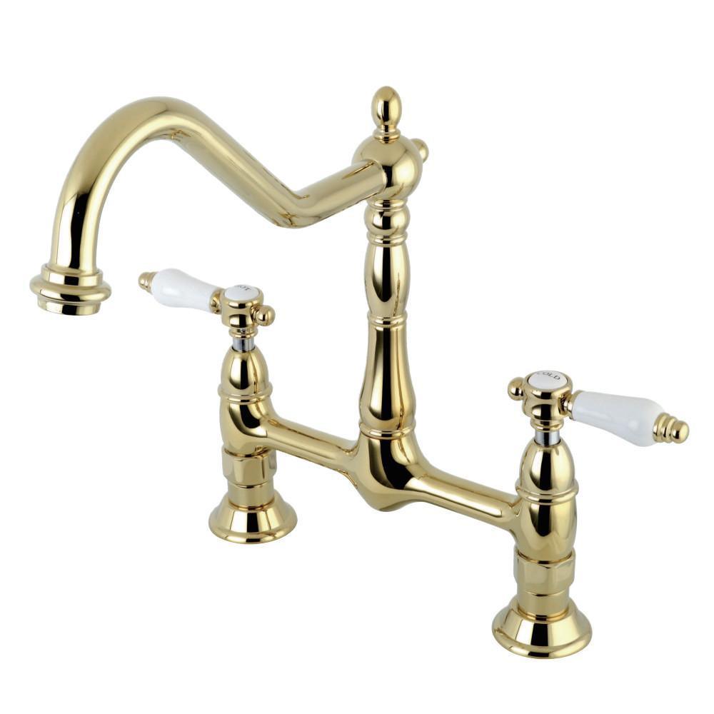 Kingston Brass Bel-Air Bridge Kitchen Faucet Polished Brass