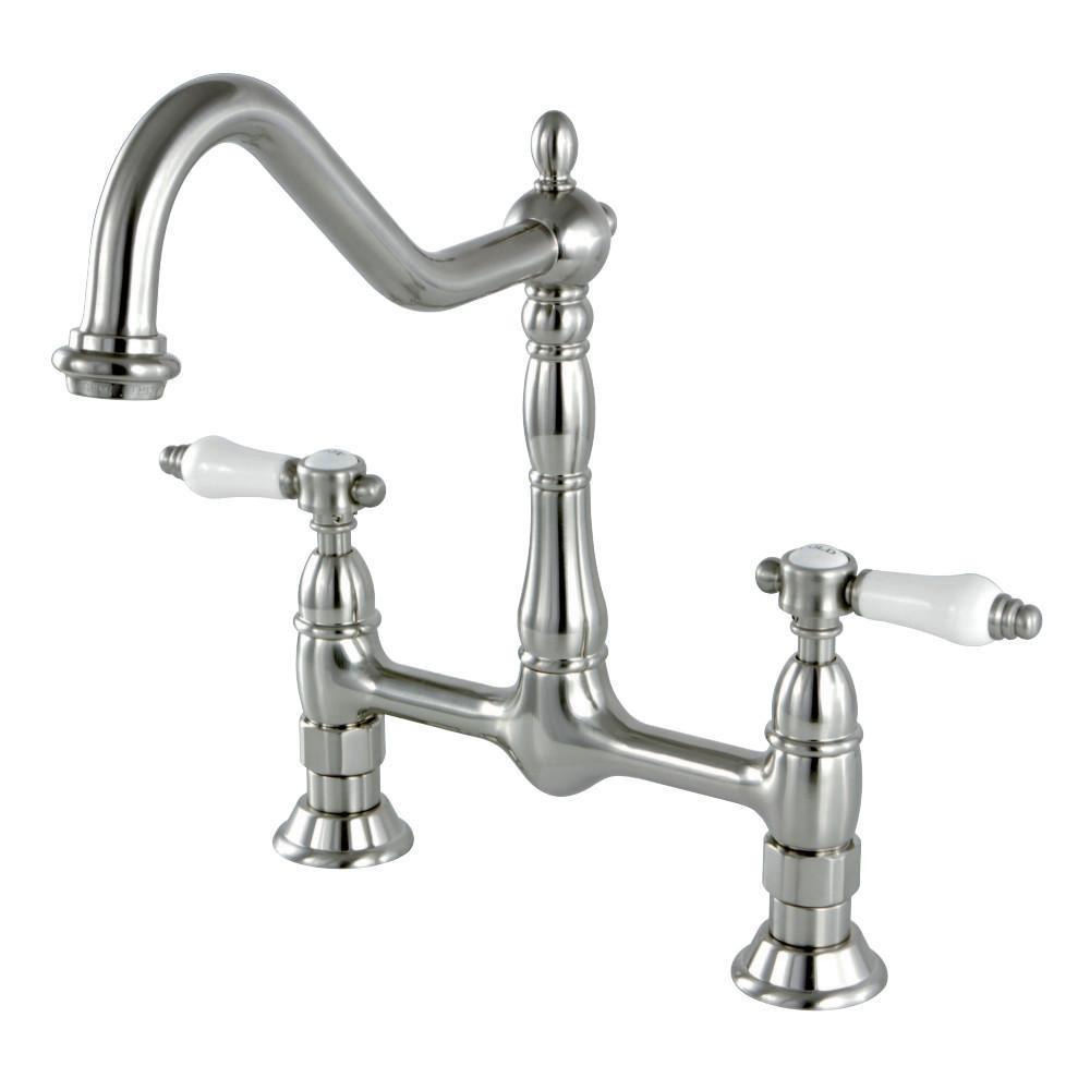 Kingston Brass Bel-Air Bridge Kitchen Faucet Brushed Nickel