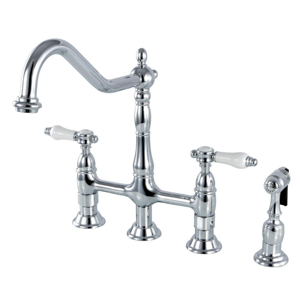 Kingston Brass Bel-Air Bridge Kitchen Faucet Polished Chrome