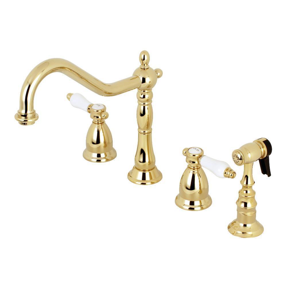 Kingston Brass Bel-Air Widespread Kitchen Faucet Polished Brass