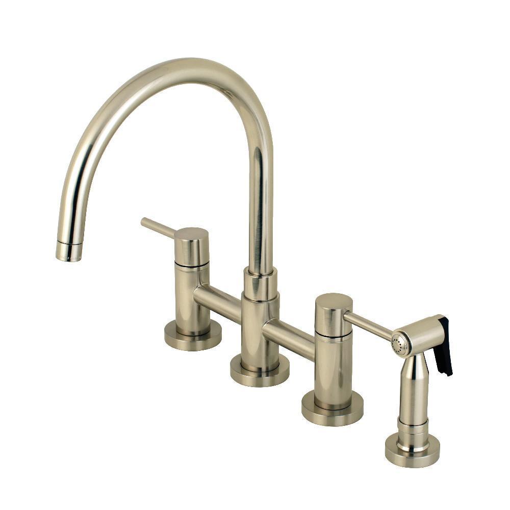 Kingston Brass Concord Bridge Kitchen Faucet Brushed Nickel