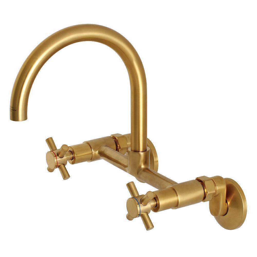 Kingston Brass Concord Wall Mount Kitchen Faucet Satin Brass