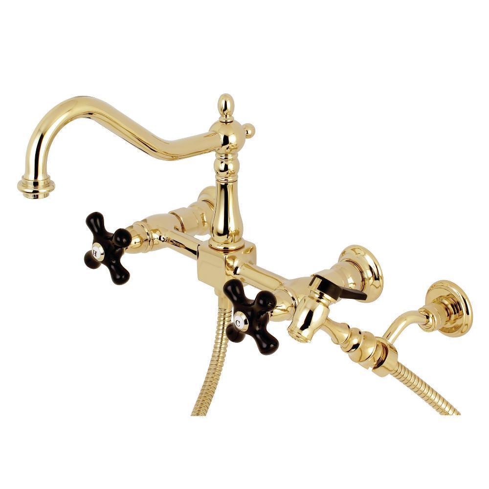 Kingston Brass Duchess Wall Mount Kitchen Faucet Polished Brass