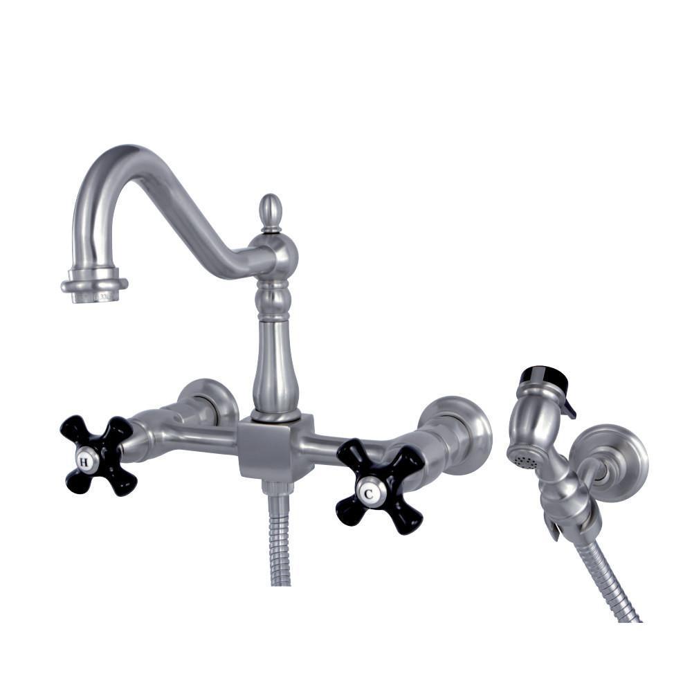 Kingston Brass Duchess Wall Mount Kitchen Faucet Brushed Nickel