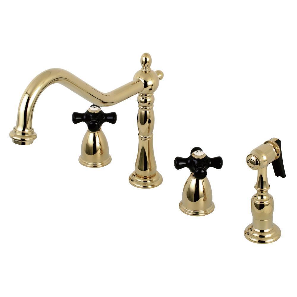 Kingston Brass Duchess Widespread Kitchen Faucet Polished Brass