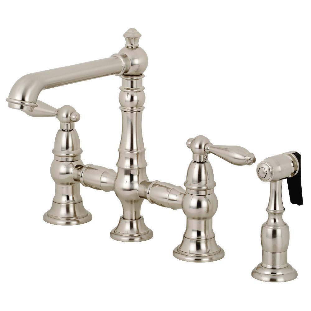 Kingston Brass English Country Bridge Kitchen Faucet Brushed Nickel