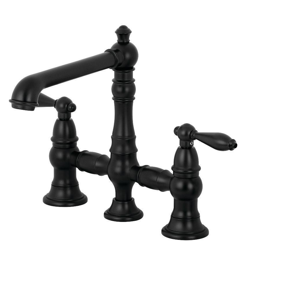 Kingston Brass English Country Bridge Kitchen Faucet Matte Black