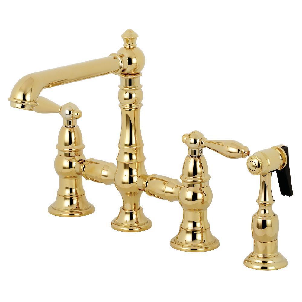 Kingston Brass English Country Bridge Kitchen Faucet Polished Brass
