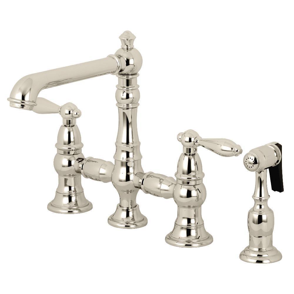 Kingston Brass English Country Bridge Kitchen Faucet Polished Nickel