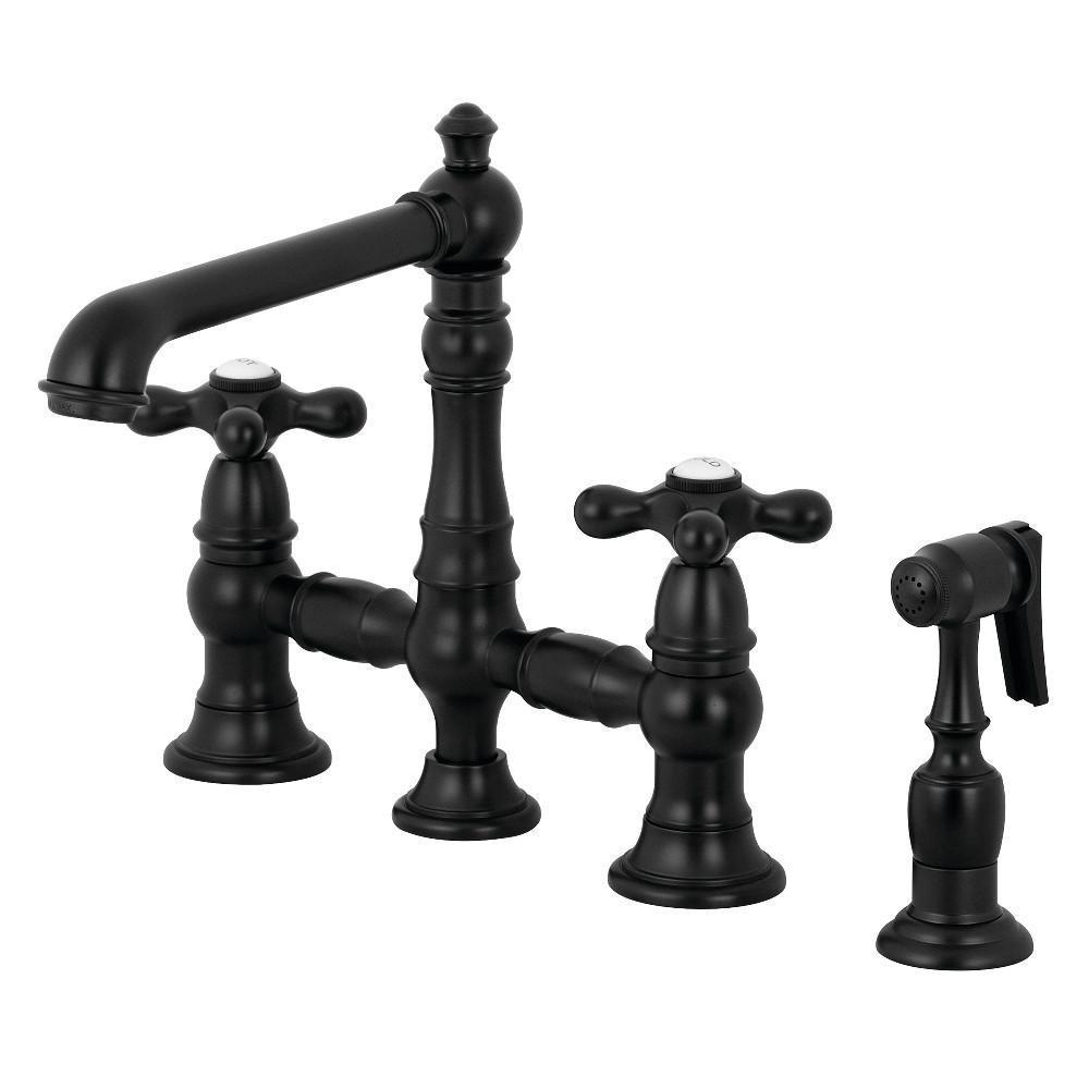 Kingston Brass English Country Bridge Kitchen Faucet Matte Black