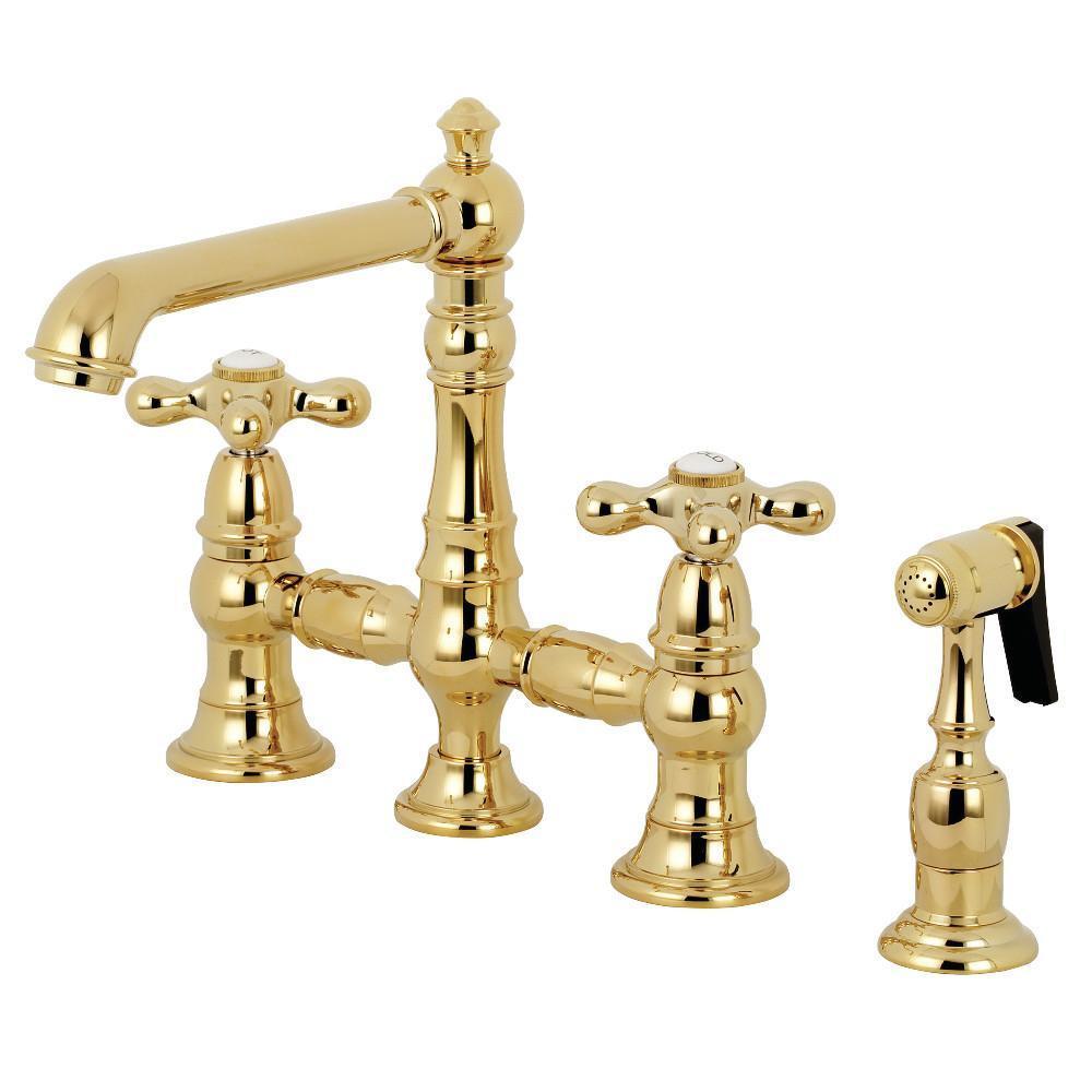 Kingston Brass English Country Bridge Kitchen Faucet Polished Brass