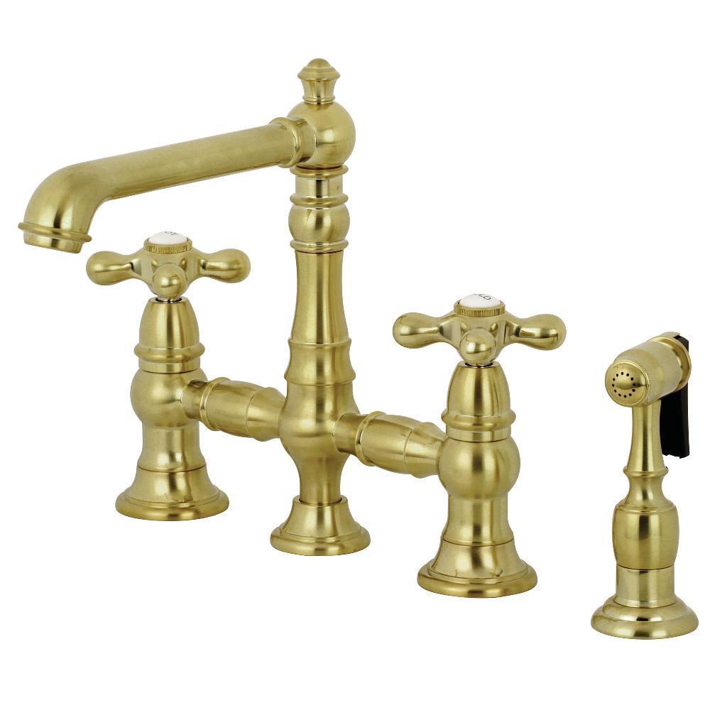 Kingston Brass English Country Bridge Kitchen Faucet Satin Brass
