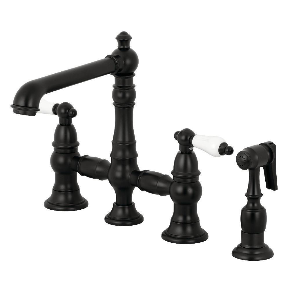 Kingston Brass English Country Bridge Kitchen Faucet Matte Black