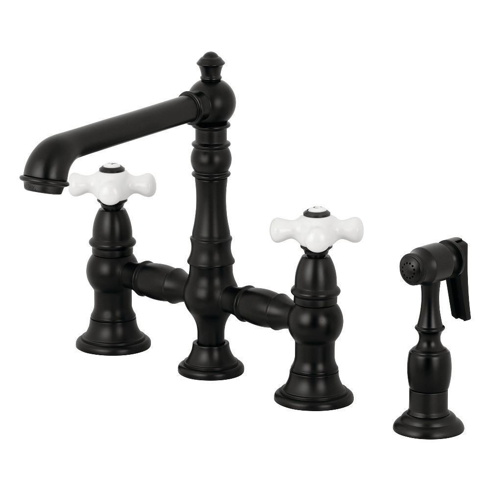 Kingston Brass English Country Bridge Kitchen Faucet Matte Black