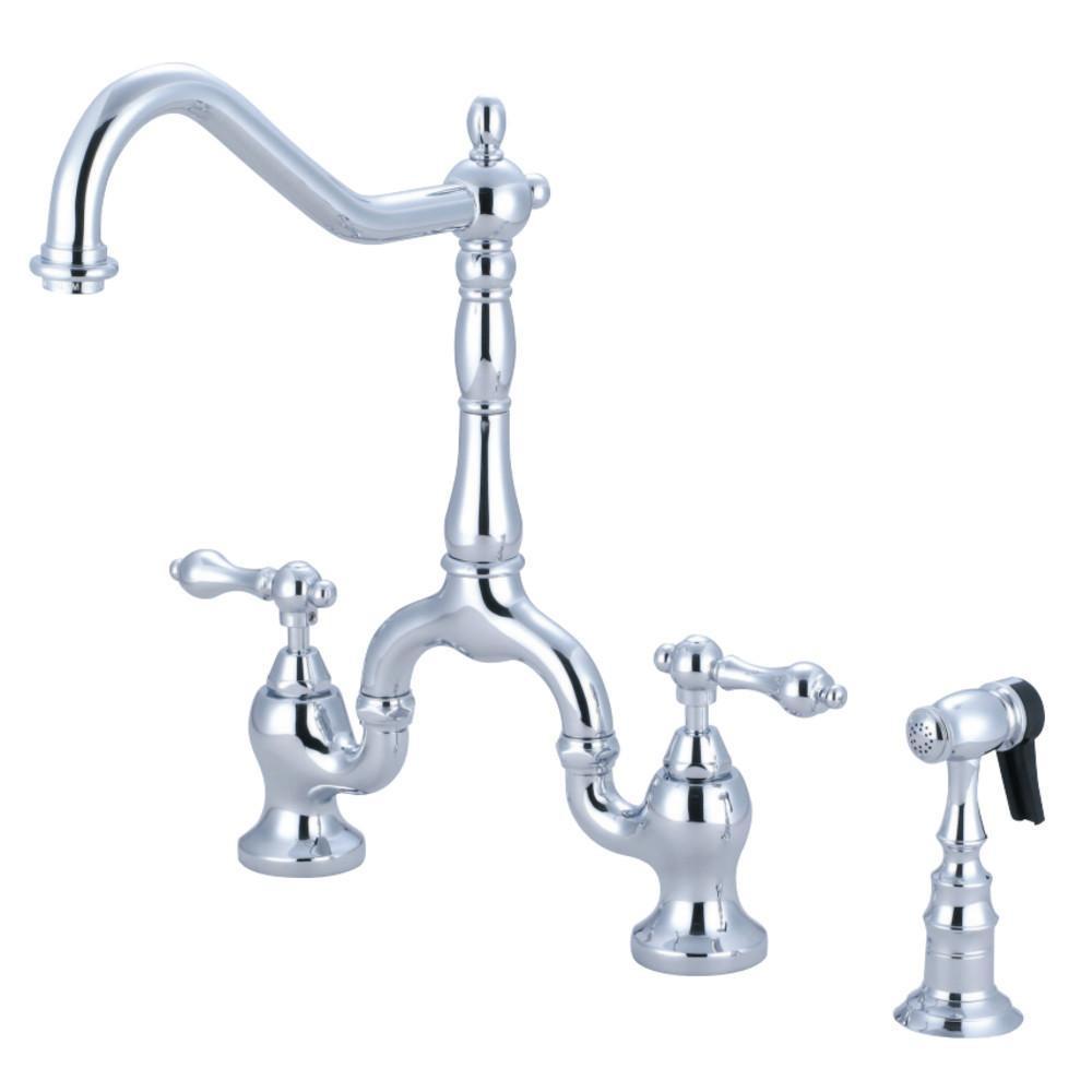 Kingston Brass English Country Bridge Kitchen Faucet Polished Chrome
