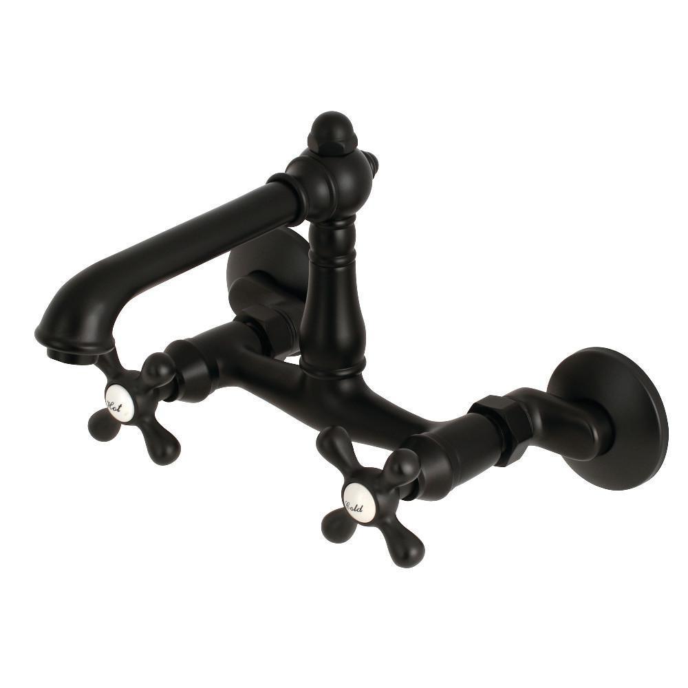 Kingston Brass English Country Wall Mount Kitchen Faucet Matte Black
