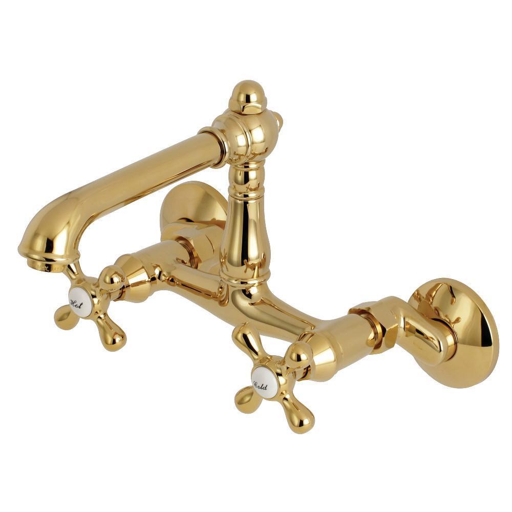 Kingston Brass English Country Wall Mount Kitchen Faucet Polished Brass