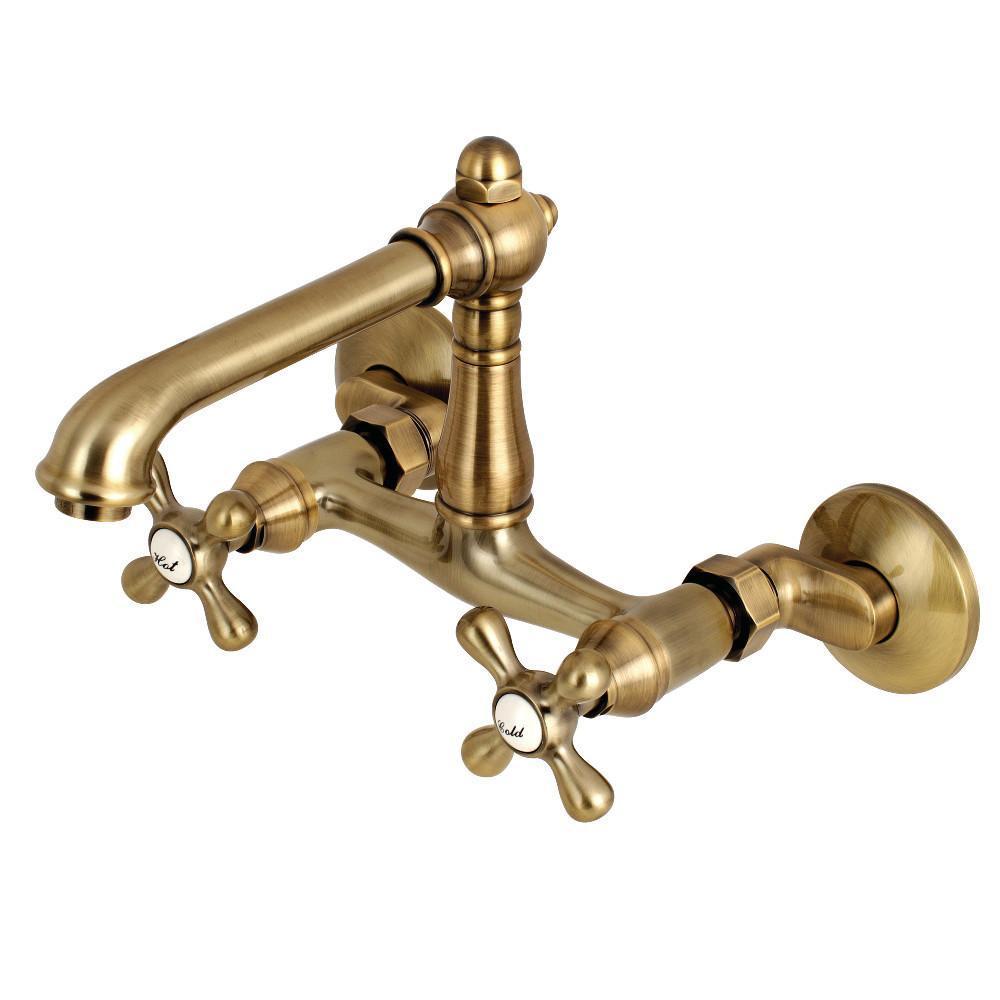Kingston Brass English Country Wall Mount Kitchen Faucet Vintage Brass