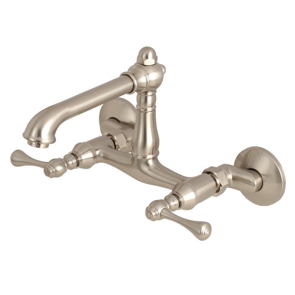 Kingston Brass English Country Wall Mount Kitchen Faucet Brushed Nickel