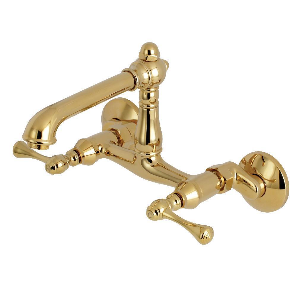 Kingston Brass English Country Wall Mount Kitchen Faucet Polished Brass