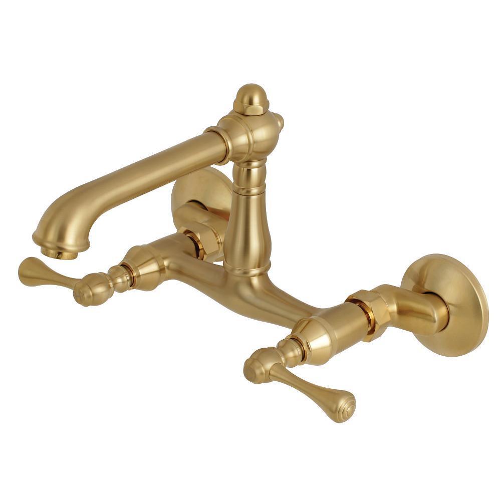Kingston Brass English Country Wall Mount Kitchen Faucet Satin Brass