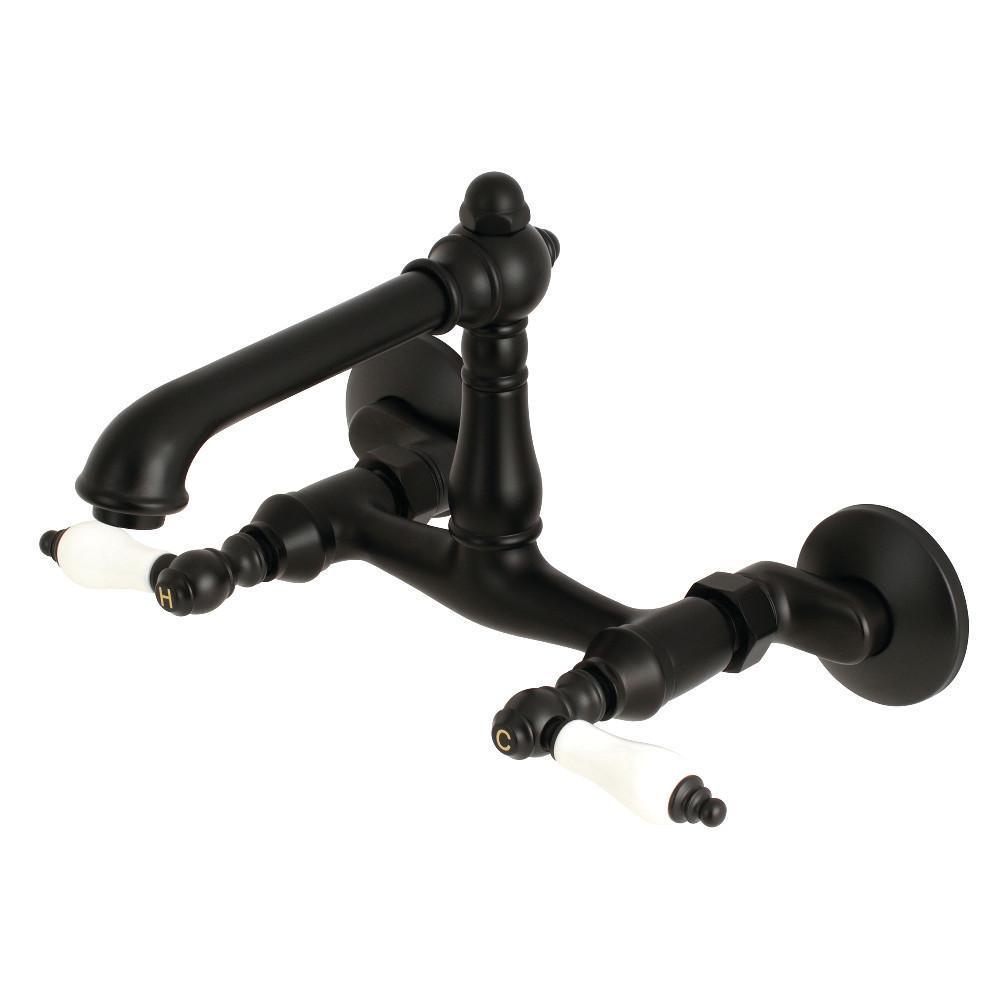 Kingston Brass English Country Wall Mount Kitchen Faucet Matte Black