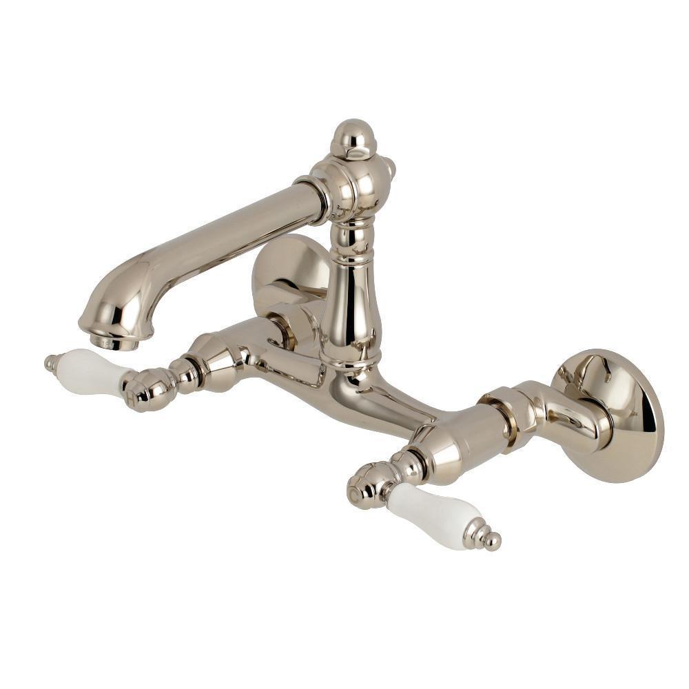 Kingston Brass English Country Wall Mount Kitchen Faucet Polished Nickel