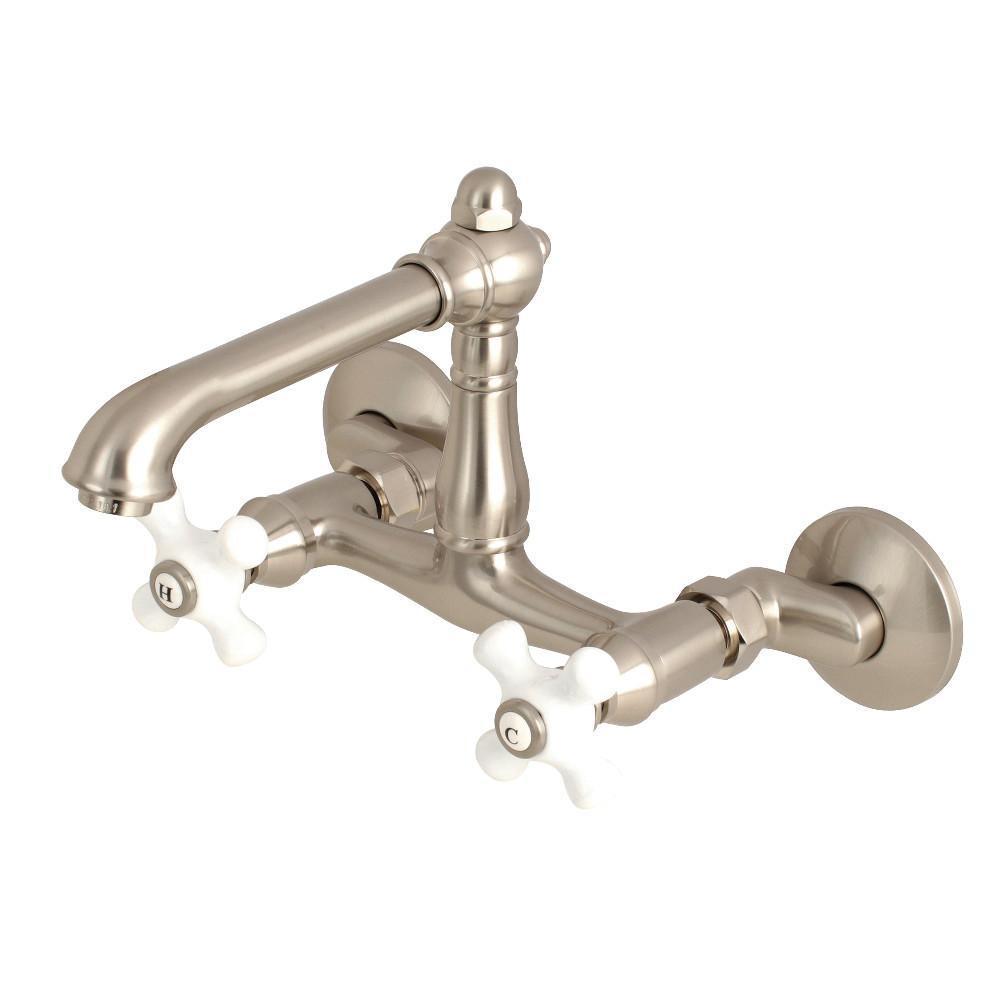 Kingston Brass English Country Wall Mount Kitchen Faucet Brushed Nickel