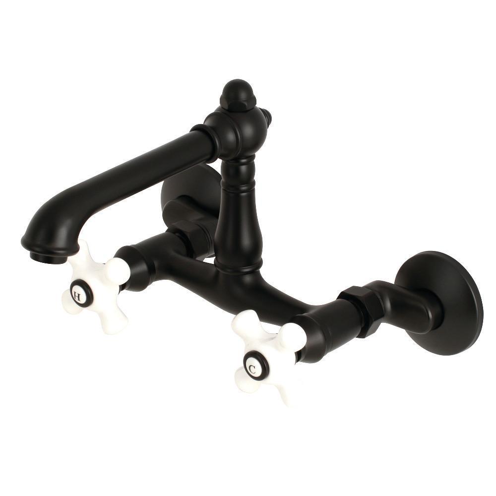 Kingston Brass English Country Wall Mount Kitchen Faucet Matte Black