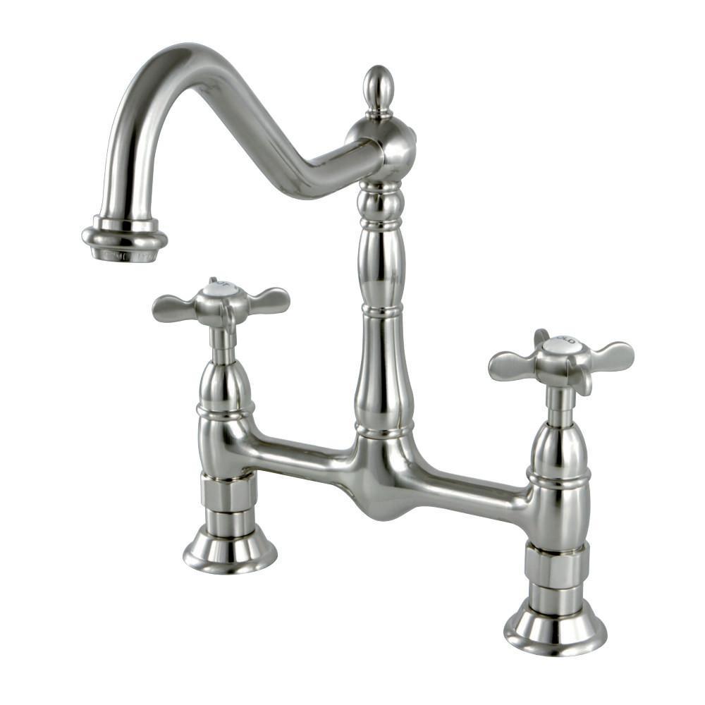Kingston Brass Essex Bridge Kitchen Faucet Brushed Nickel