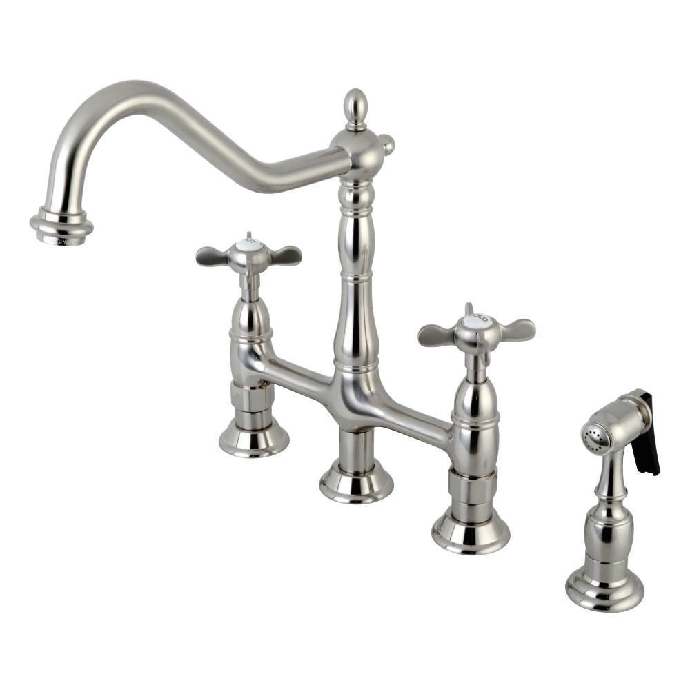 Kingston Brass Essex Bridge Kitchen Faucet Brushed Nickel
