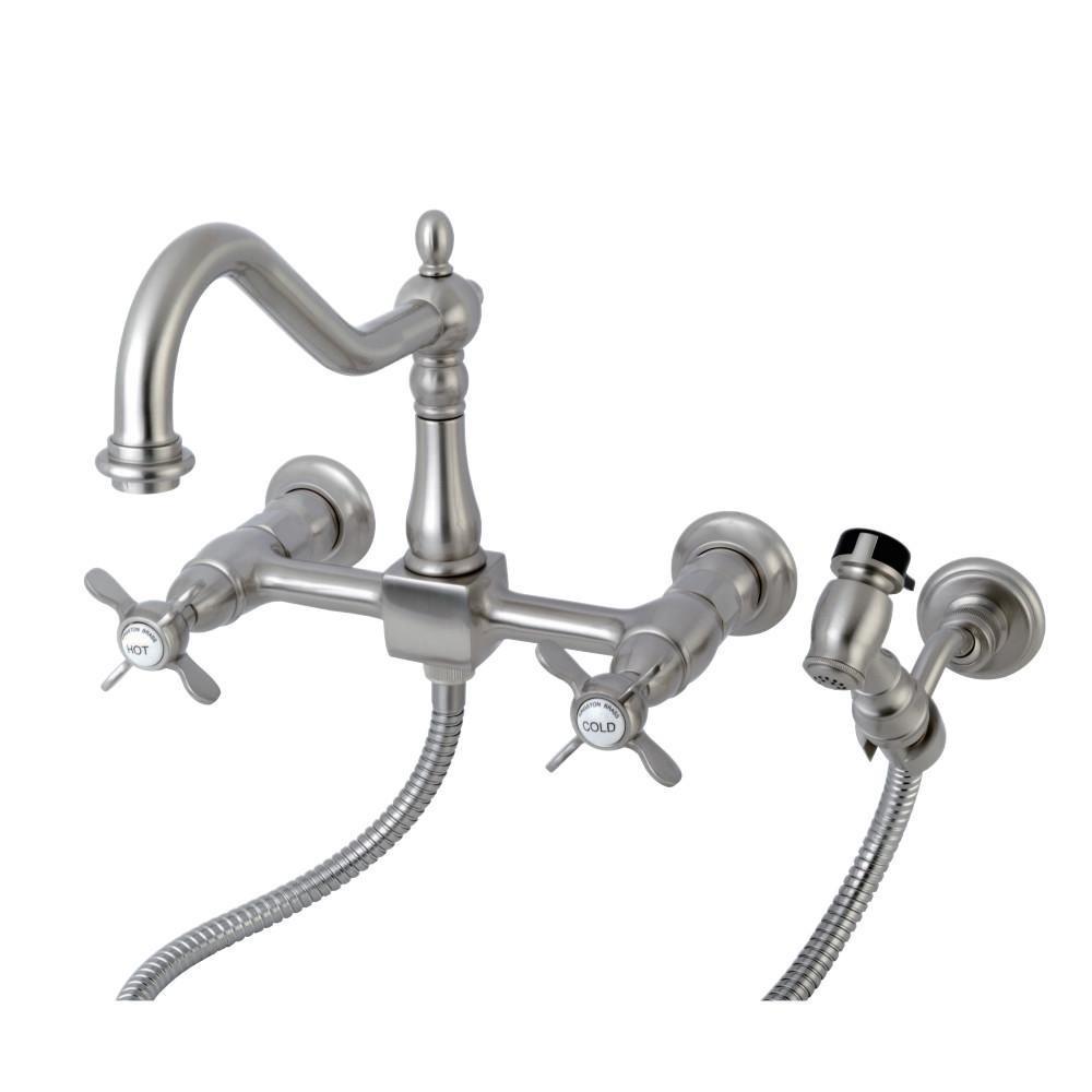 Kingston Brass Essex Wall Mount Kitchen Faucet Brushed Nickel