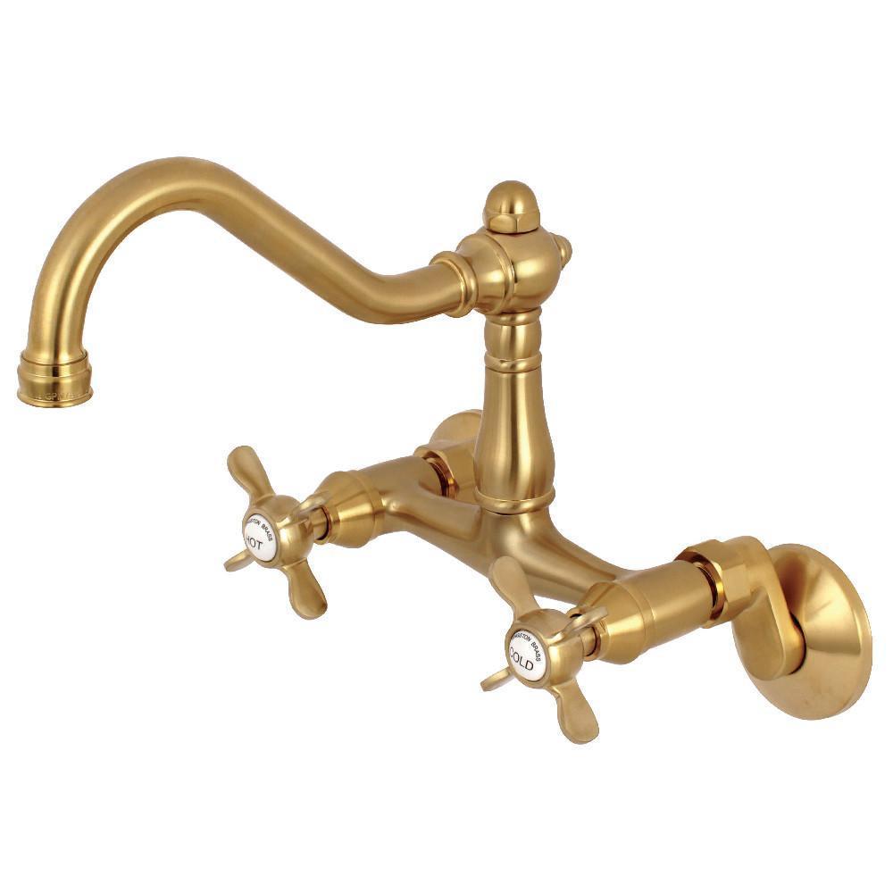 Kingston Brass Essex Wall Mount Kitchen Faucet Satin Brass
