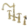 Kingston Brass French Country Bridge Kitchen Faucet Polished Brass