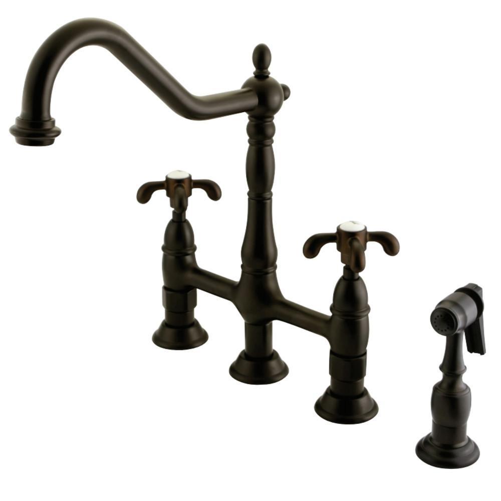 Kingston Brass French Country Bridge Kitchen Faucet Oil Rubbed Bronze