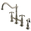 Kingston Brass French Country Bridge Kitchen Faucet Brushed Nickel