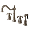 Kingston Brass French Country Widespread Kitchen Faucet Brushed Nickel